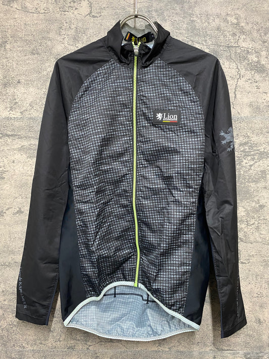 JB063 リオンドカペルミュール Lion de KAPELMUUR 長袖 ウィンドブレーカー 黒 S 千鳥格子