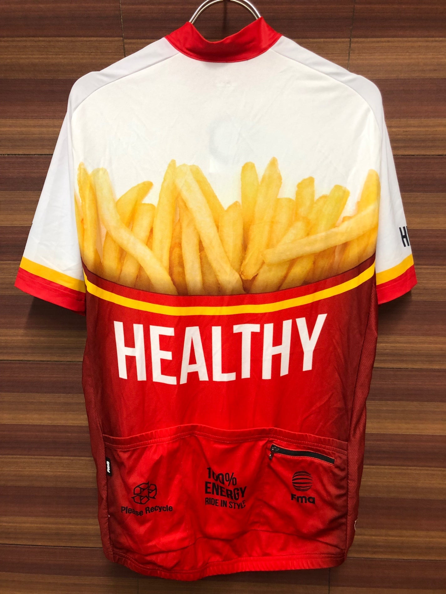 IS971 Fma 半袖 サイクルジャージ 白 赤 L