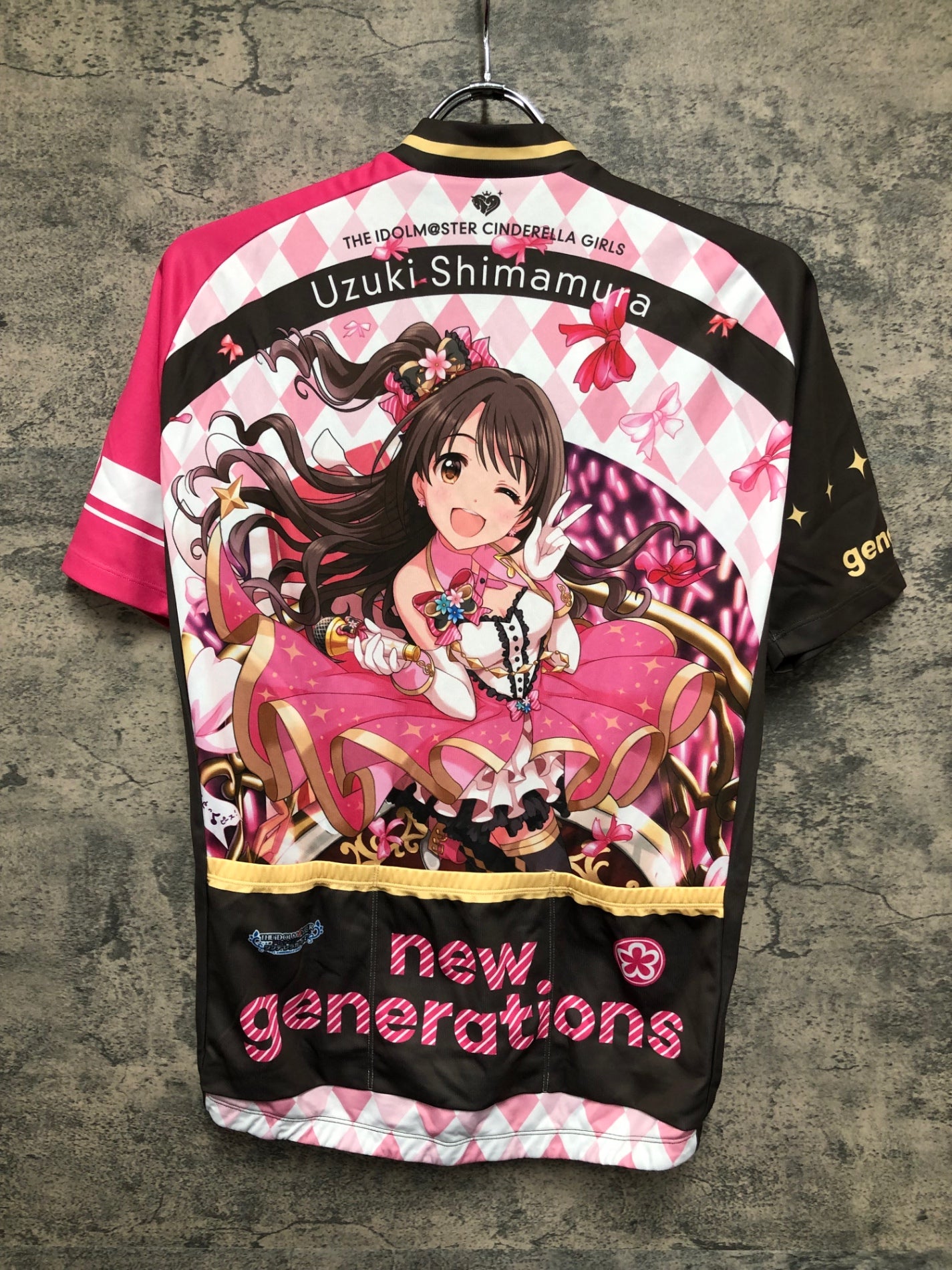 IZ765 グッドスマイルレーシング GSR Gear 半袖 サイクルジャージ ピンク 茶 L 痛ジャージ アイドルマスター 島村卯月