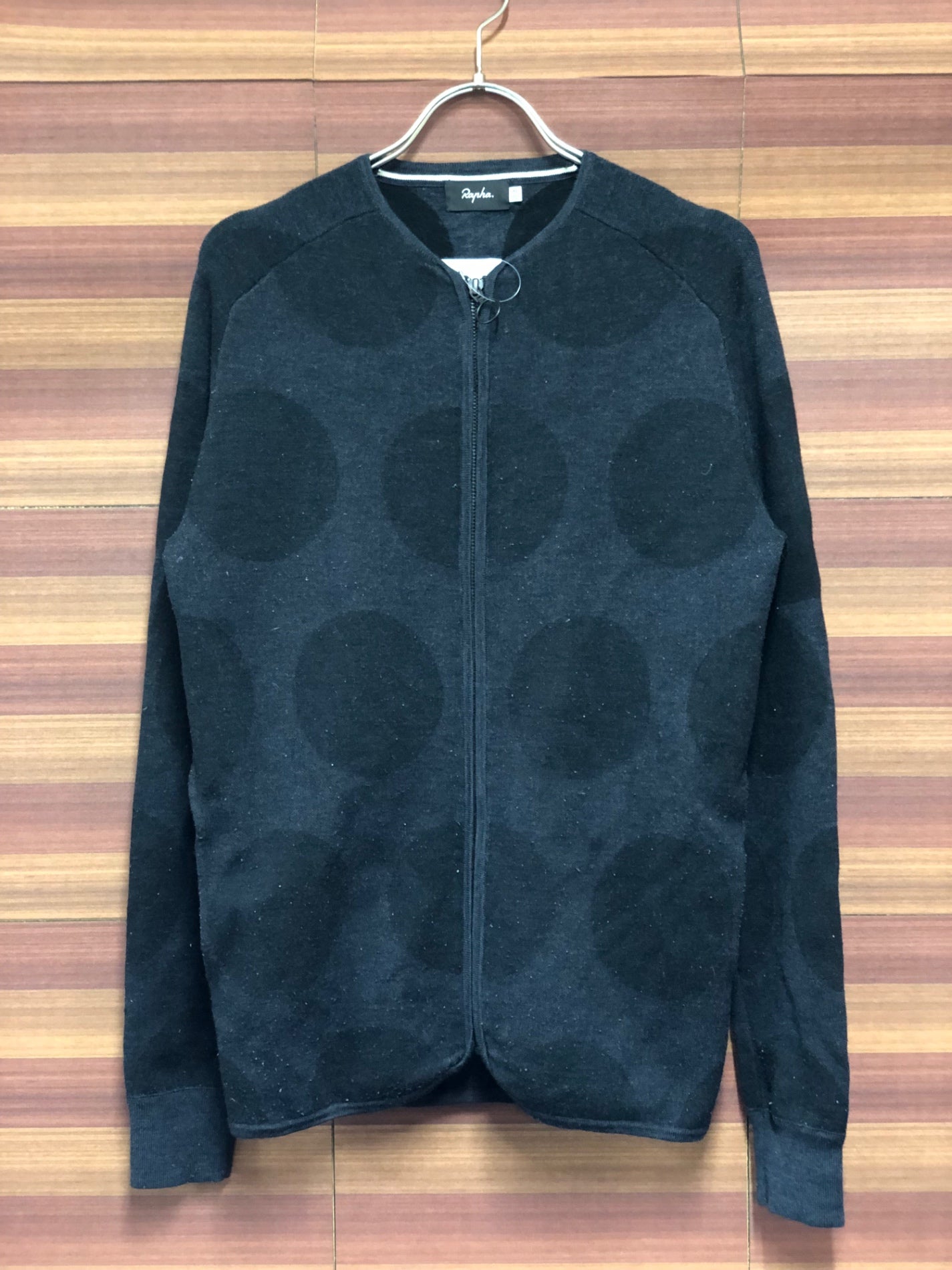 IQ872 ラファ Rapha DOUBLE KNIT ZIP THROUGH 長袖 ニット 黒 XS ※擦れ、毛玉