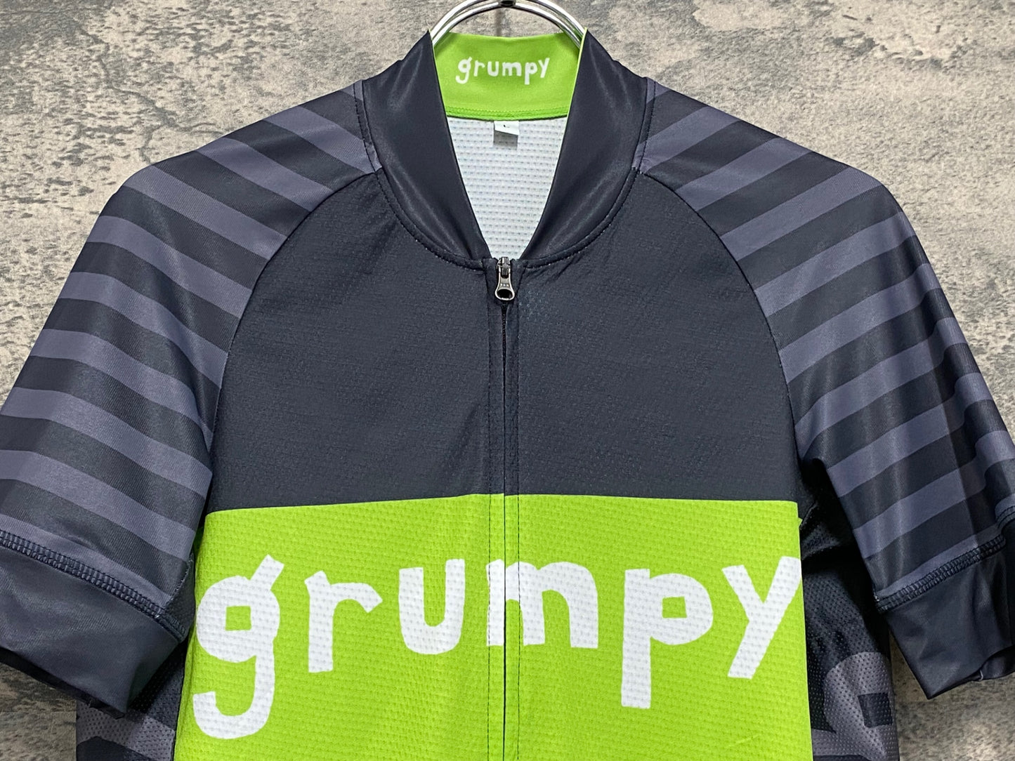 JB545 グランピー grumpy 半袖 サイクルジャージ グレー 緑 L