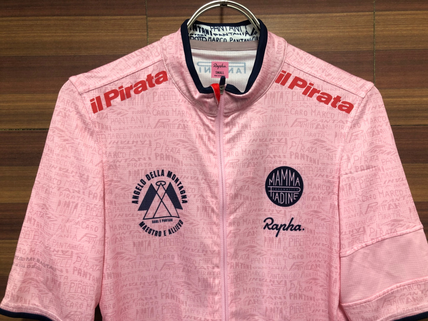 IQ354 ラファ Rapha Pantani Jersey 半袖 サイクルジャージ ピンク S 裾ゴム伸び