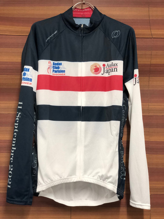 IS983 オンヨネ ONYONE 長袖 サイクルジャージ 紺 白 L Audax Japan