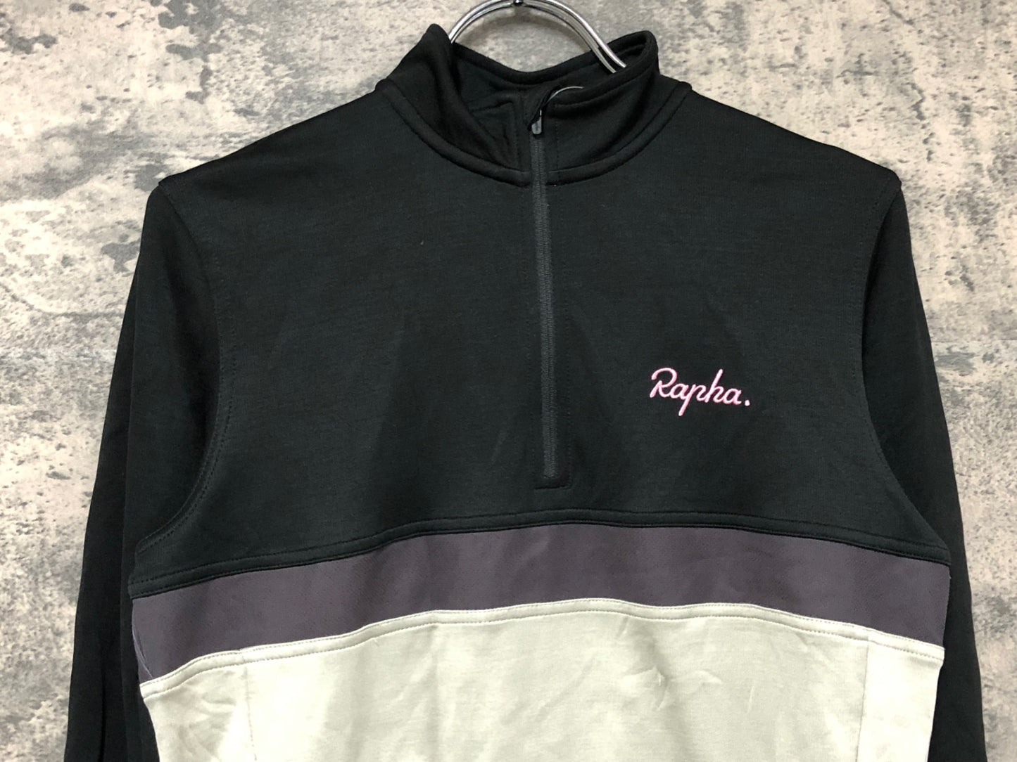 IW766 ラファ Rapha LONG SLEEVE CLUB JERSEY 長袖 サイクルジャージ 黒 グレー M ハーフジップ
