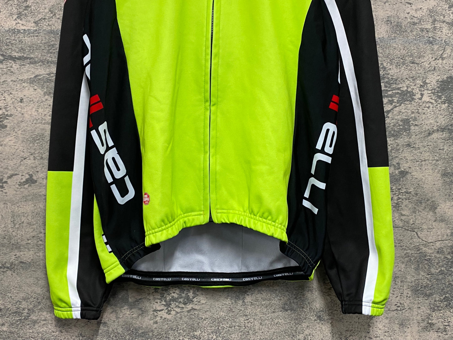 IZ653 カステリ CASTELLI サイクルジャケット 裏起毛 厚手 Lサイズ 黄緑 WINDSTOPPER