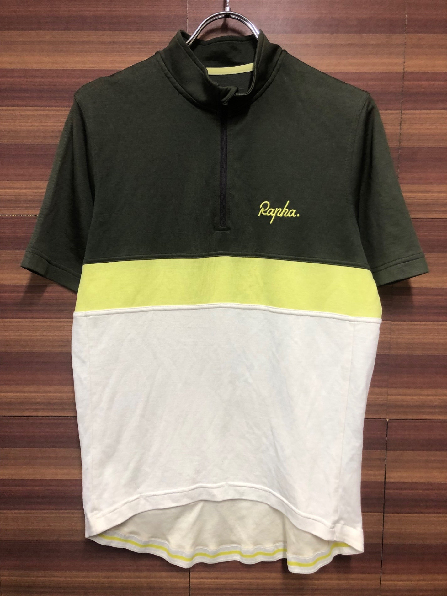 IF011 ラファ Rapha CLUB JERSEY 半袖 緑 白 L ハーフジップ