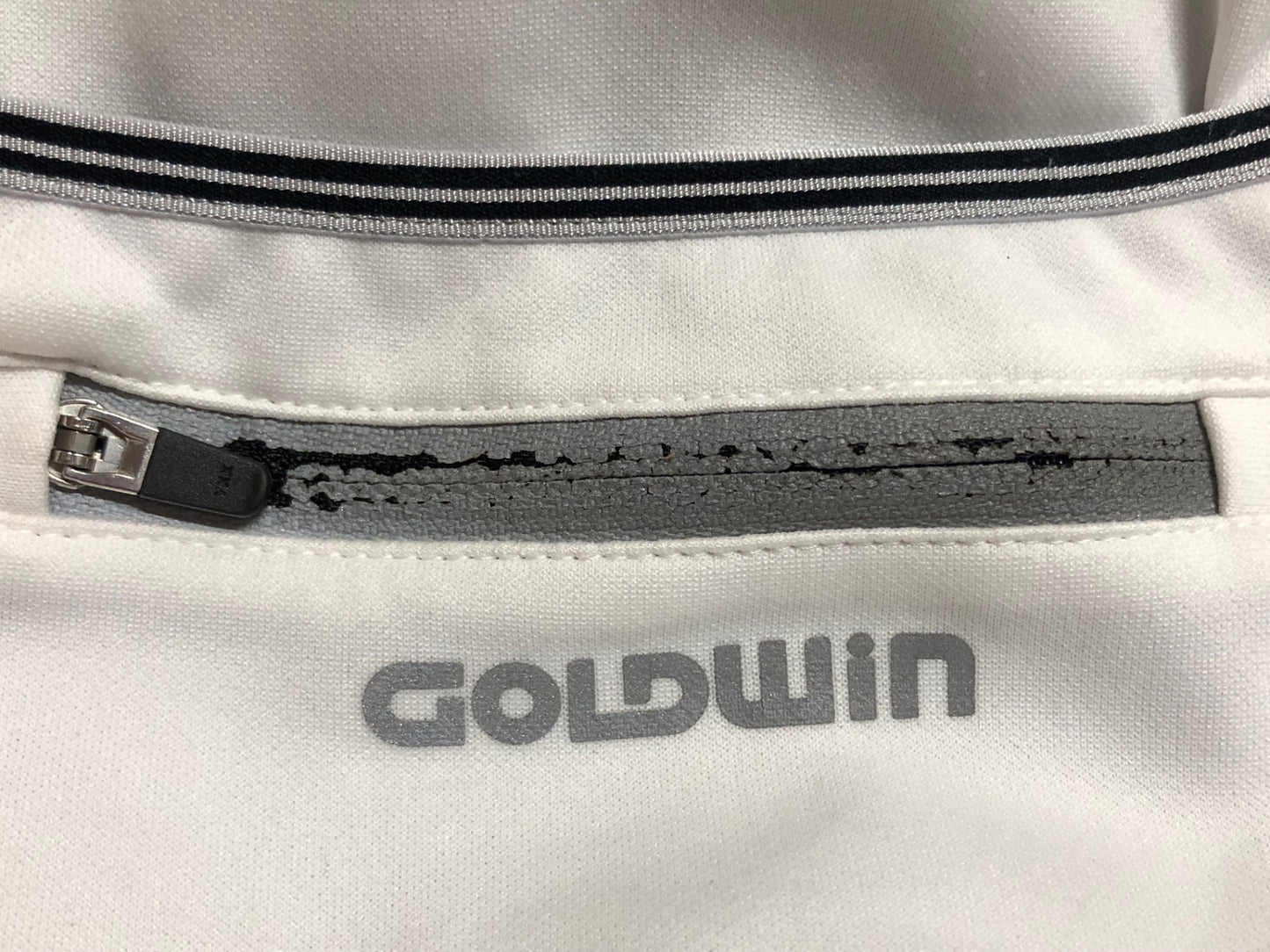 HV837 ゴールドウィン GOLDWIN 長袖 サイクルジャージ 白オレンジ サイズ不明 ※タグカット シミ汚れあり