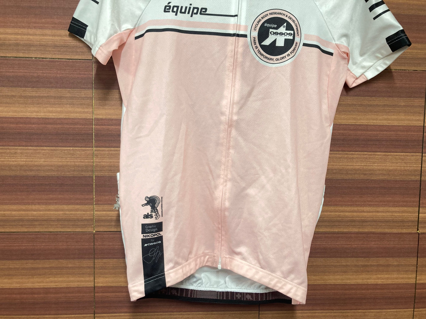 HS124 アソス assos equipe 半袖 サイクルジャージ 白 ピンク S ※染み