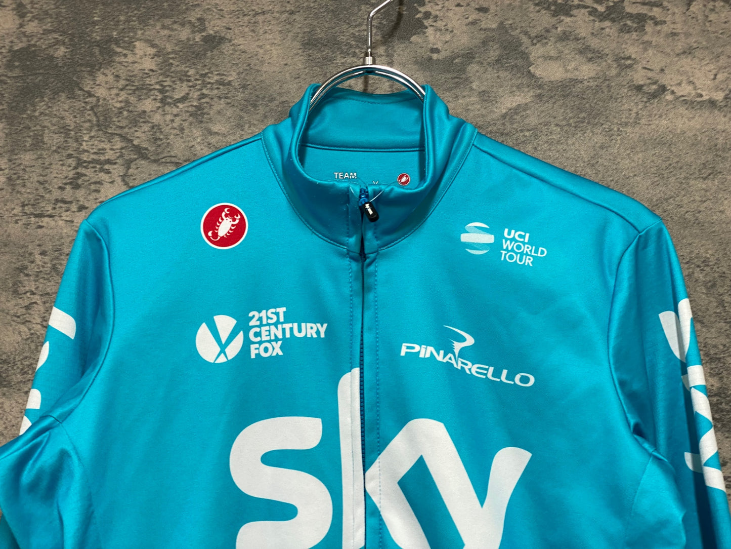 JC800 カステリ CASTELLI LONG SLEEVE THERMAL JERSEY 長袖 サイクルジャージ 水色 M 裏起毛 TEAM sky