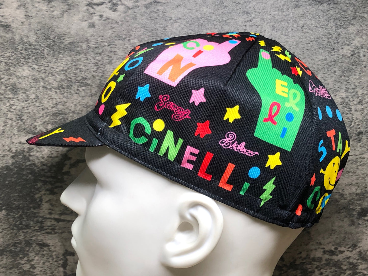 IN190 チネリ Cinelli サイクルキャップ 黒 総柄