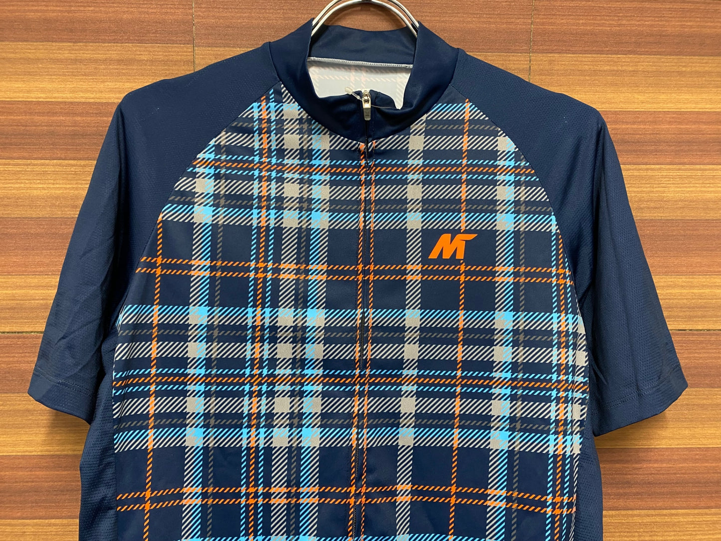 IN341 MYSENLAN 半袖 サイクルジャージ チェック 青 M