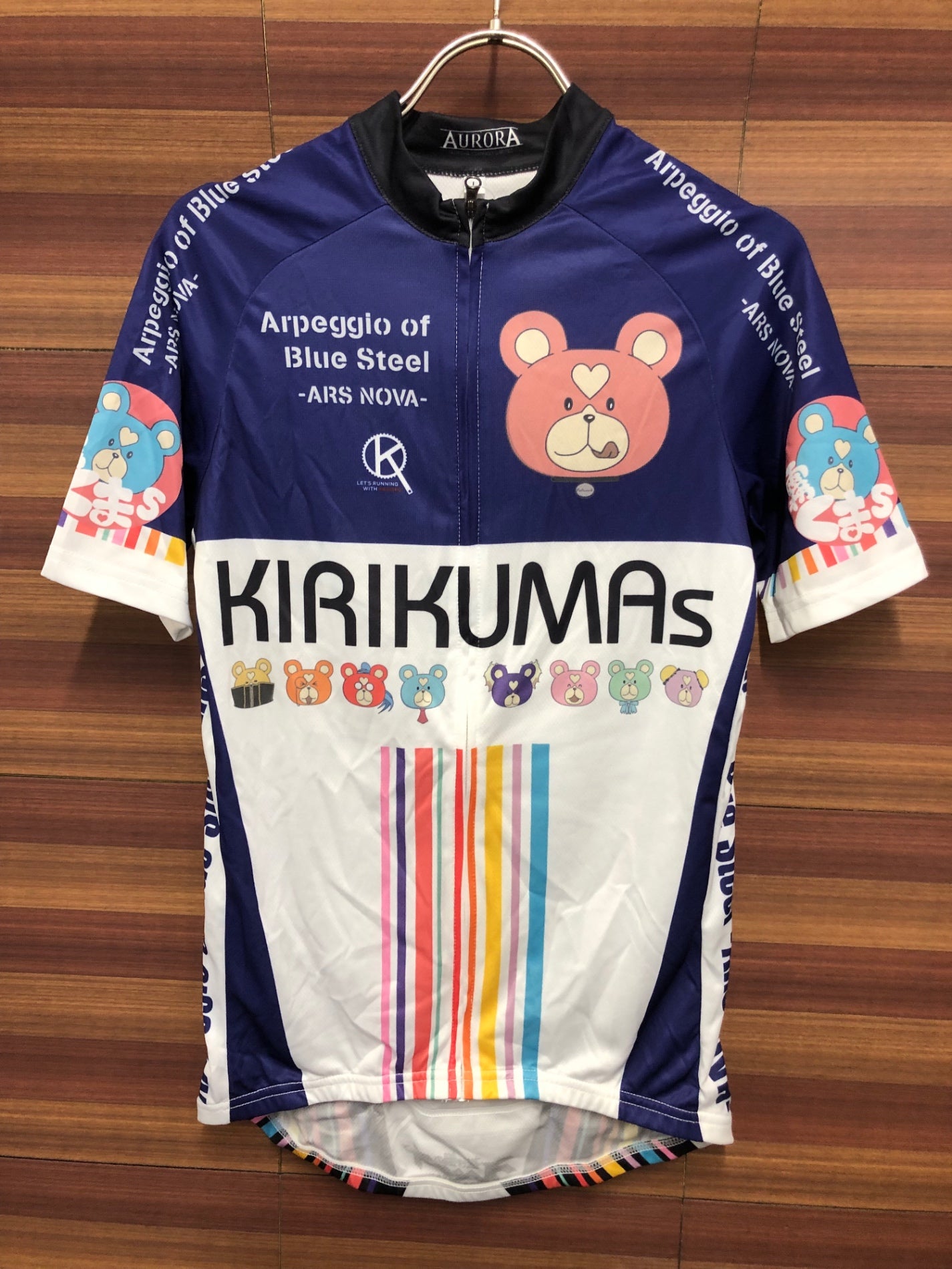 IS981 アウローラ AURORA 半袖 サイクルジャージ 紫 白 L 蒼き鋼のアルペジオ 霧くま 痛ジャージ