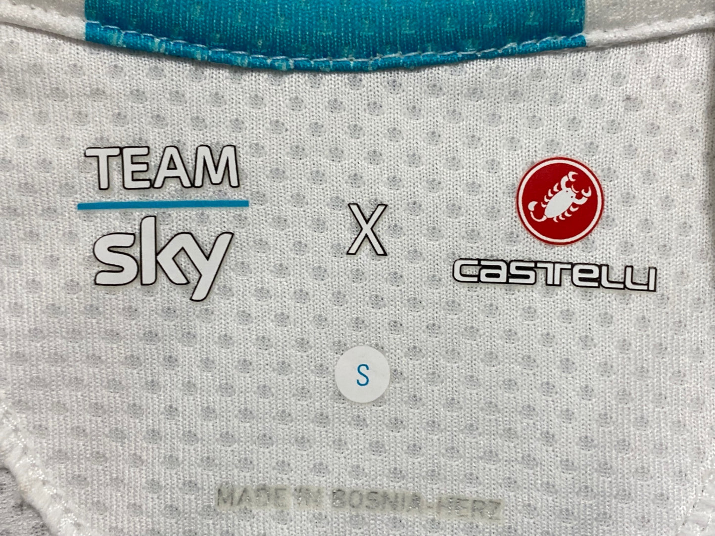 IT909 カステリ CASTELLI 半袖 サイクルジャージ 白 水色 S TEAM Sky