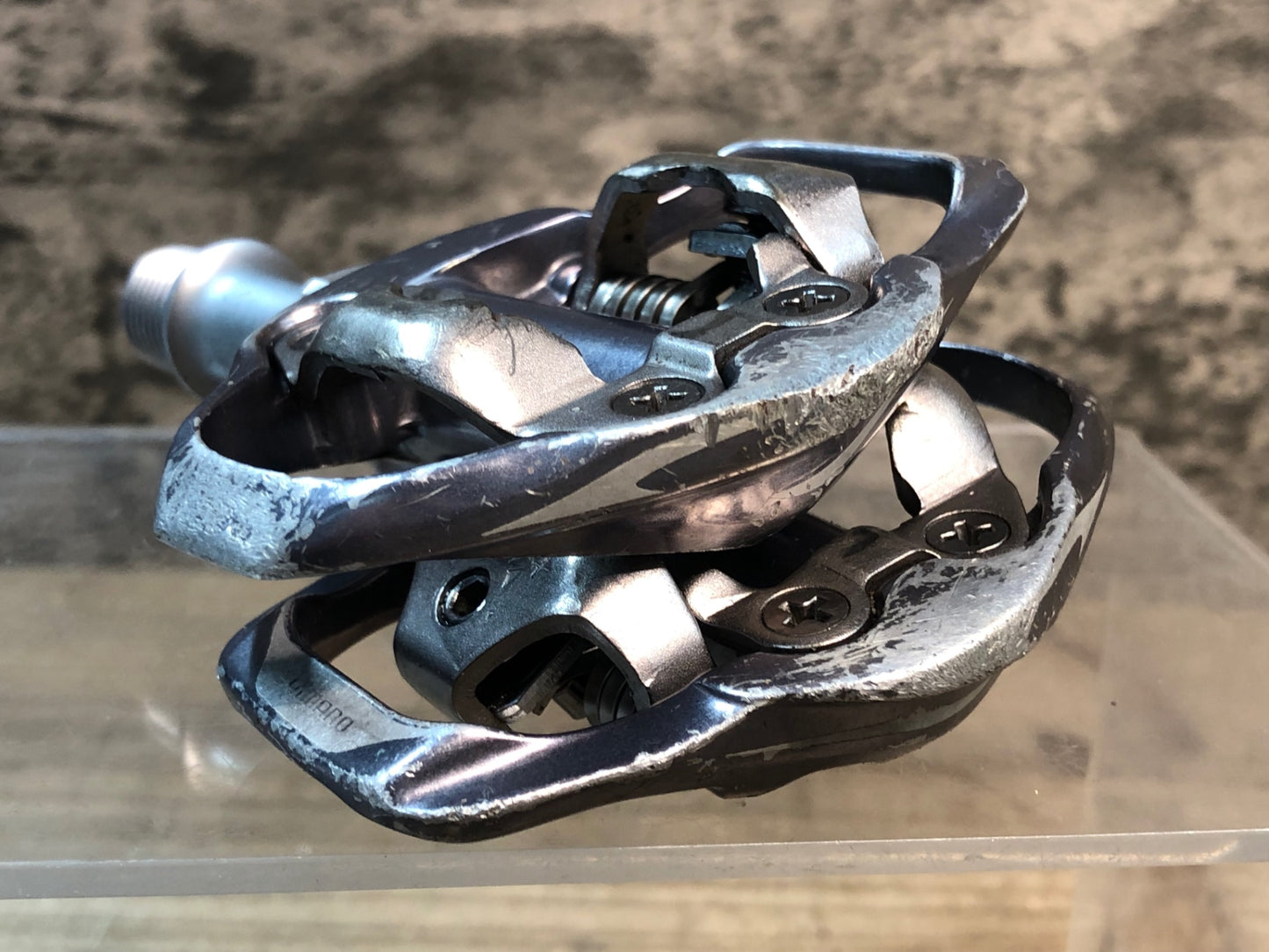 IO222 シマノ SHIMANO PD-A600 ビンディングペダル 削れ大