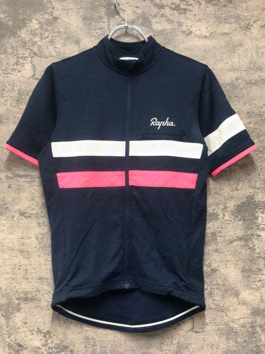 IY087 ラファ Rapha BREVET JERSEY 半袖 サイクルジャージ 紺 S