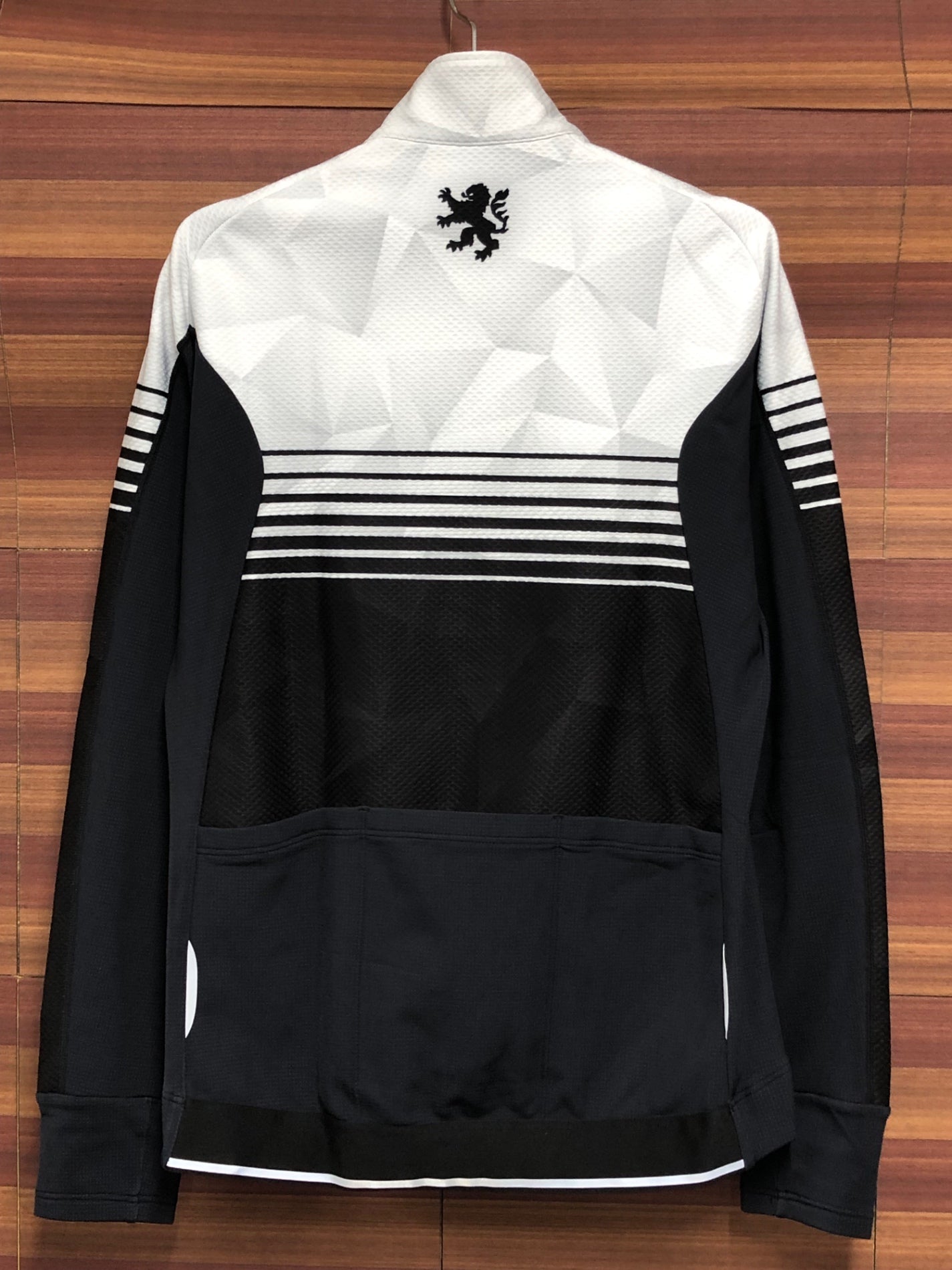 IS295 リオンドカペルミュール Lion de KAPELMUUR 長袖 サイクルジャージ 白 黒 M 裏起毛