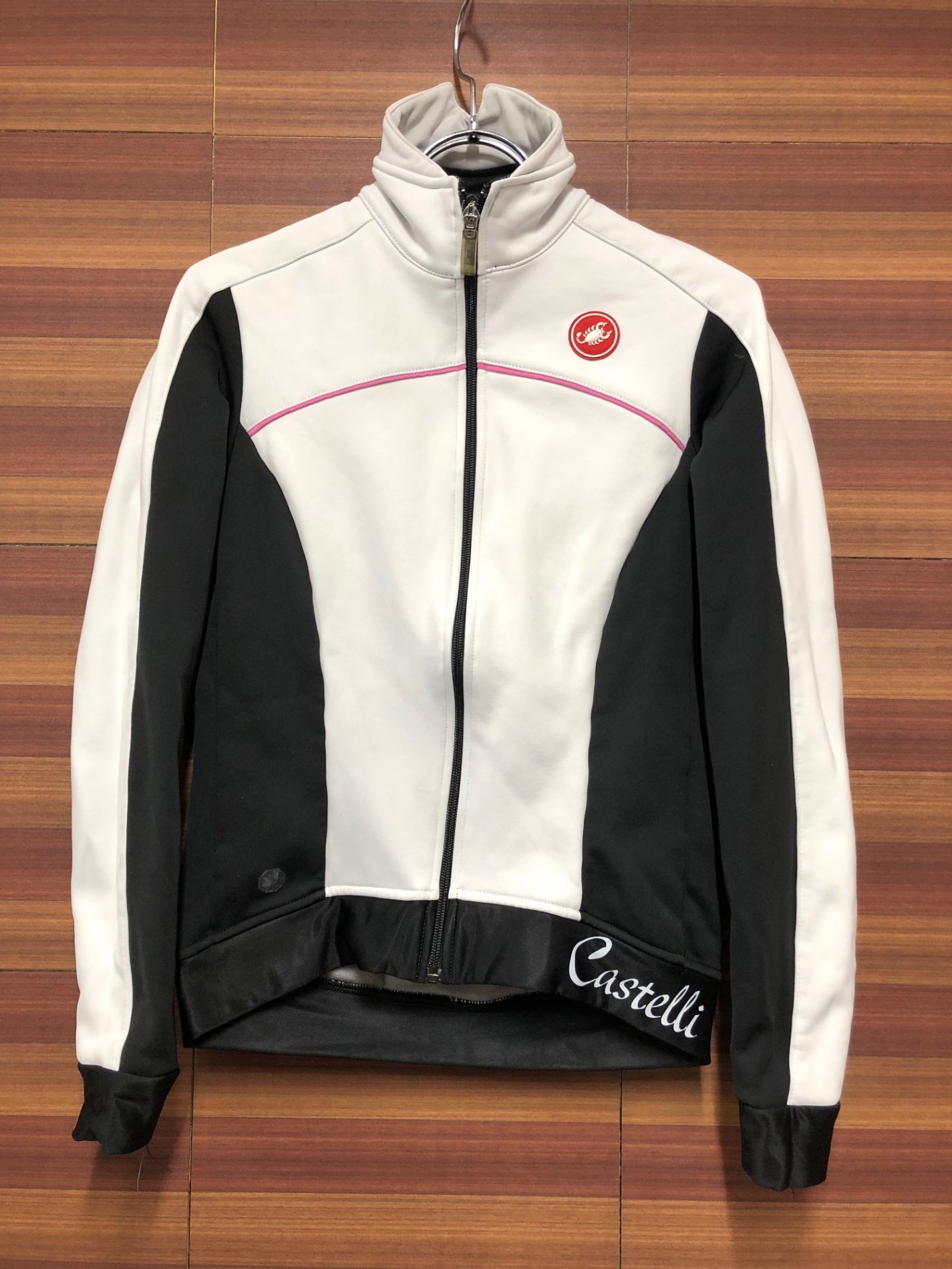 IF998 カステリ castelli 長袖 サイクルジャケット 白黒 S レディース 裏起毛