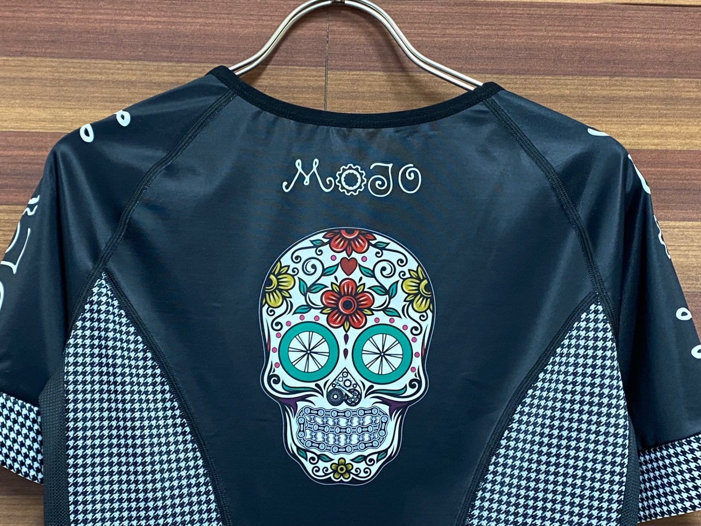 IQ186 サイコロジー CYCOLOGY 半袖 サイクルジャージ 黒 千鳥柄 レディース L MOJO