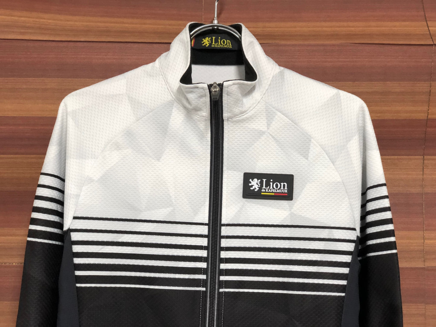 IS295 リオンドカペルミュール Lion de KAPELMUUR 長袖 サイクルジャージ 白 黒 M 裏起毛