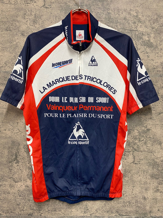 JD388 ルコックスポルティフ le coq sportif 半袖 サイクルジャージ 赤 紺 白 O
