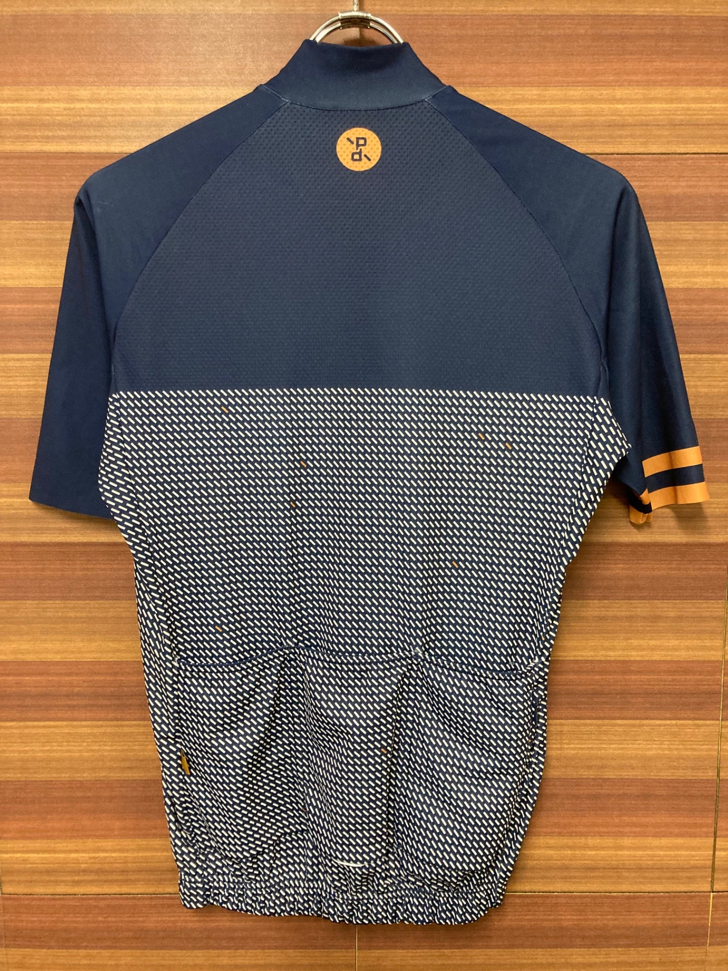 IM346 プロトンドパリ PELOTON DE PARIS 半袖 サイクルジャージ 青 黒 S ※色あせ、タバコ臭あり