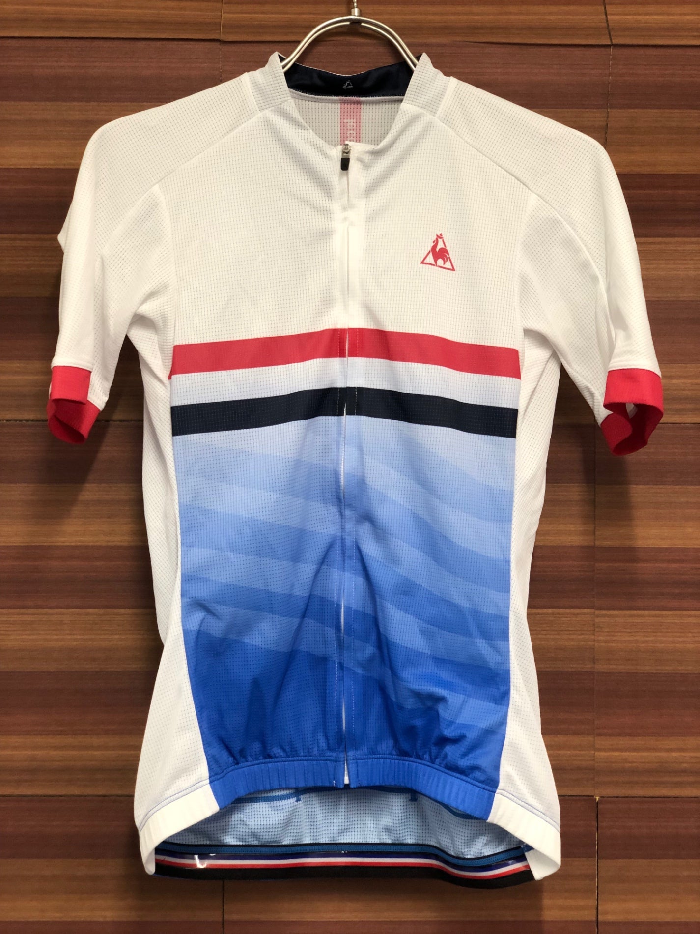 IR908 ルコックスポルティフ le coq sportif 半袖 サイクルジャージ 白 青 L