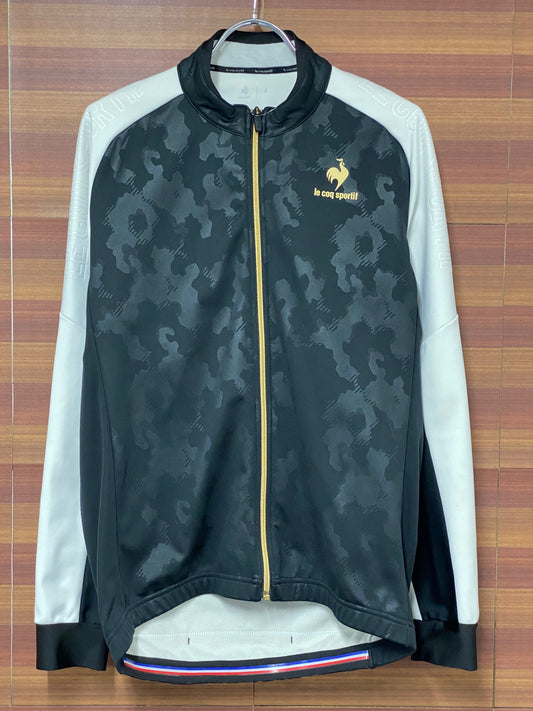 IO239 ルコックスポルティフ le coq sportif  長袖サイクルジャケット 白黒 L 裏起毛 防風