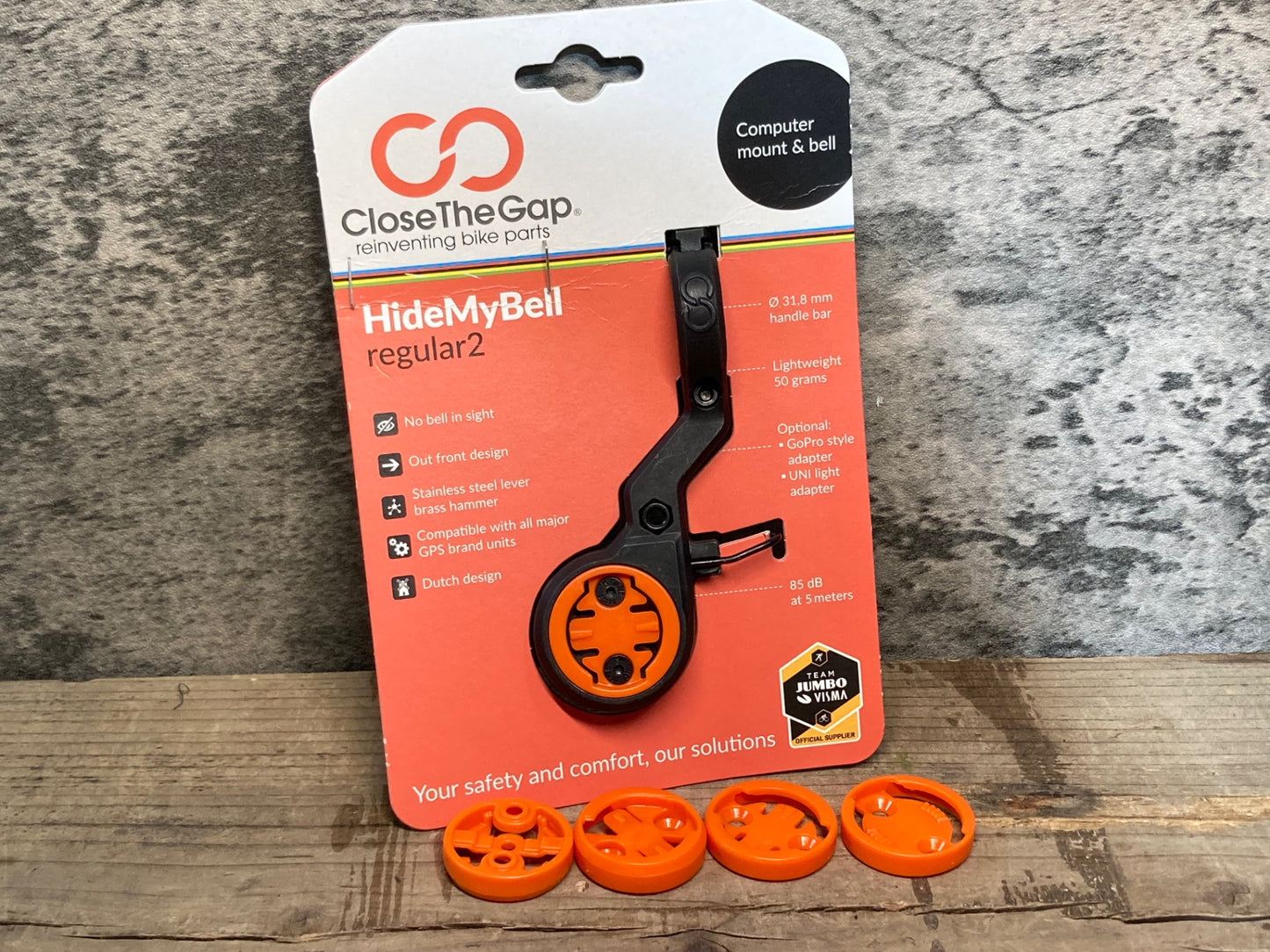 IM015 CLOSE THE GAP Hide My Bell サイクルコンピューターマウント オレンジ ガーミン用 Φ31.8