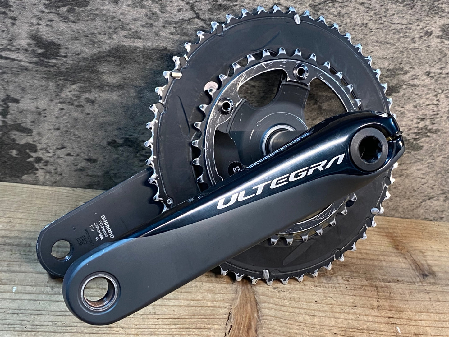 IW540 シマノ SHIMANO アルテグラ ULTEGRA FC-R8000 クランクセット 170mm 50/34T 強いアームのスレ 歯の摩耗 ジャンク