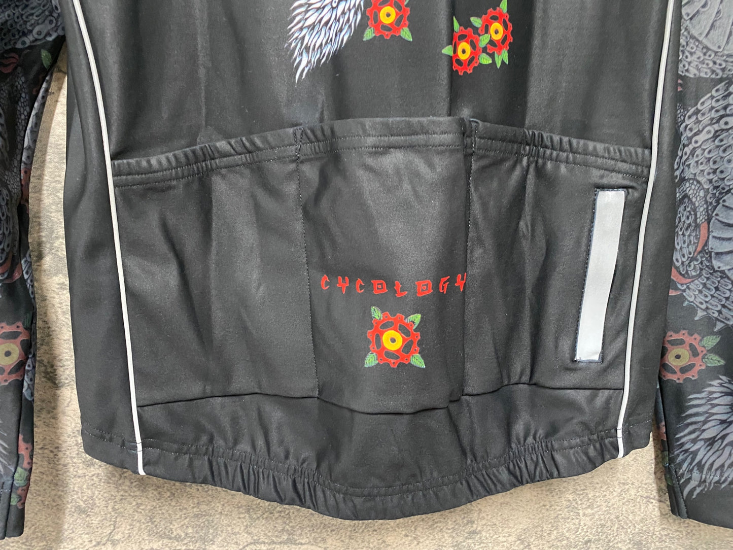 JC855 サイコロジー CYCOLOGY 長袖 サイクルジャージ 黒 ドクロ S