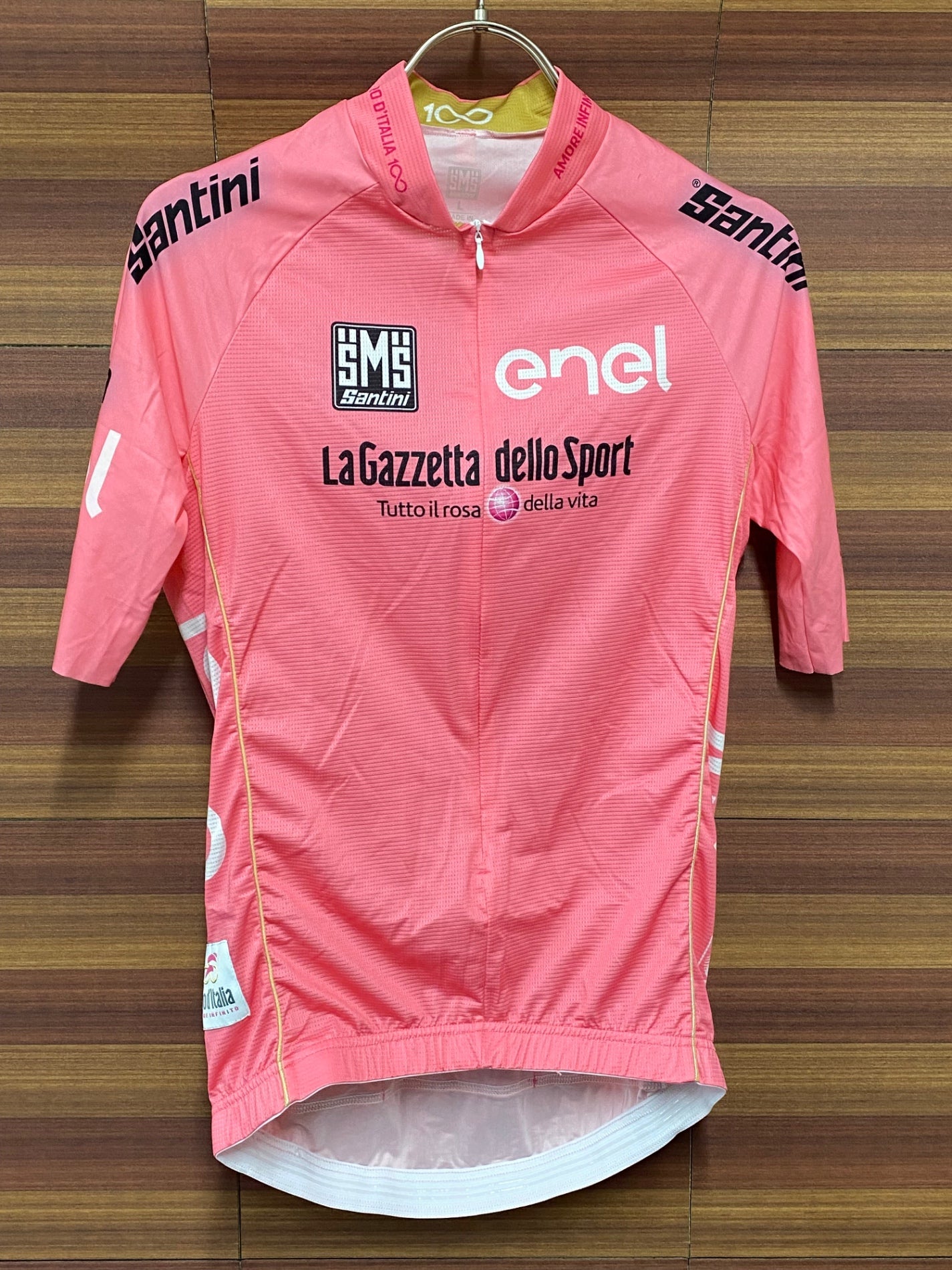 IT945 サンティーニ Santini 半袖 サイクルジャージ ハーフジップ Giro d'Italia ピンク L