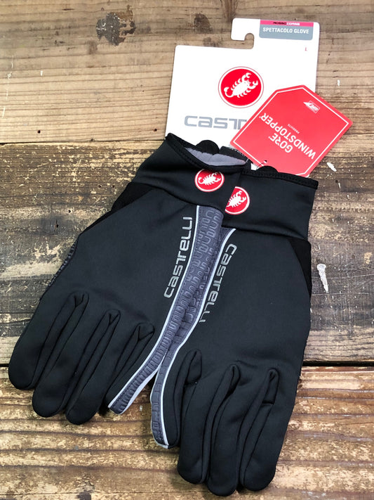 IV955 カステリ CASTELLI SPETTACOLO グローブ 黒 グレー L 裏起毛