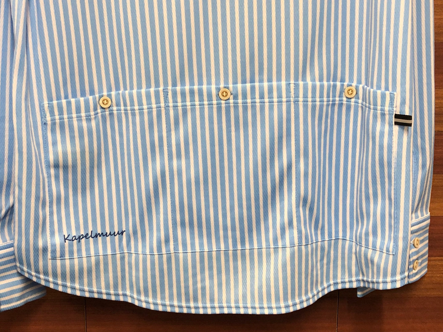 IN976 リオンドカペルミュール Lion de KAPELMUUR 長袖 シャツジャージ ロンドンストライプ L 青※未使用