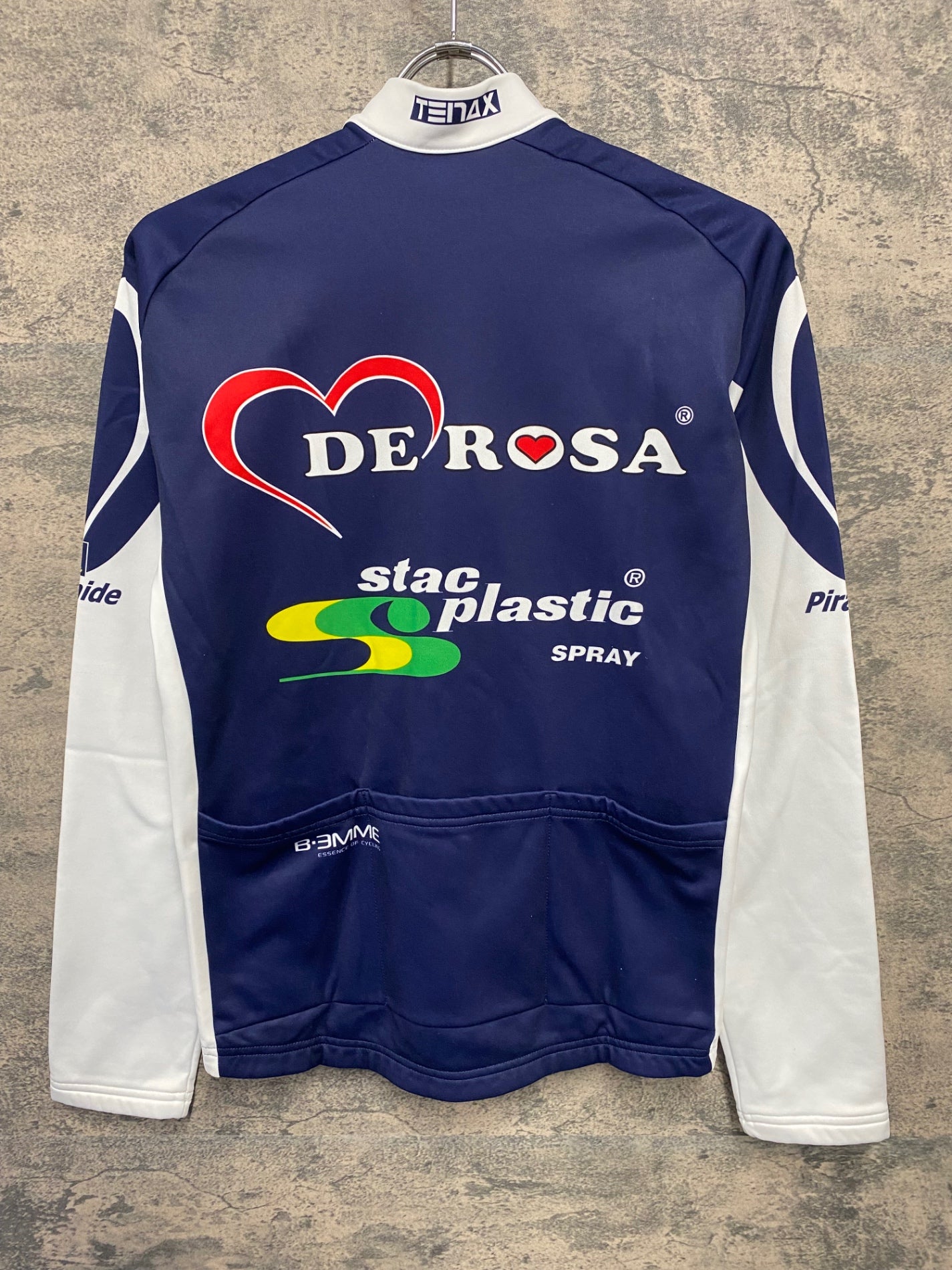 IZ358 ビエンメ BEMME 長袖 サイクルジャージ ネイビー L 裏起毛 DE ROSA