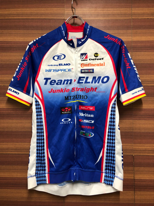 IL346 ウェイブワン WAVEONE 半袖 サイクルジャージ 青 白 XL チームジャージ Team ELMO