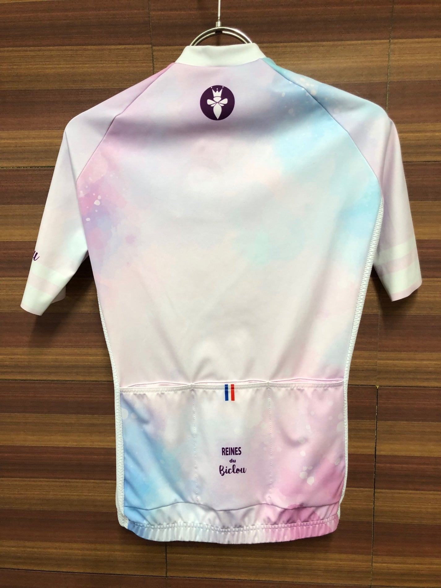 IR073 REINES 半袖 サイクルジャージ ピンク 白 レディース XS