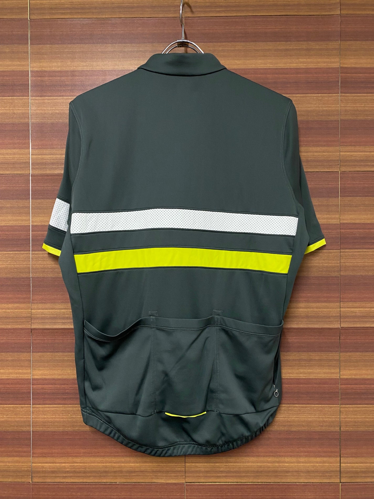 IN857 ラファ Rapha MEN'S LIGHTWEIGHT BREVET JERSEY 半袖 サイクルジャージ グレー 黄緑 L