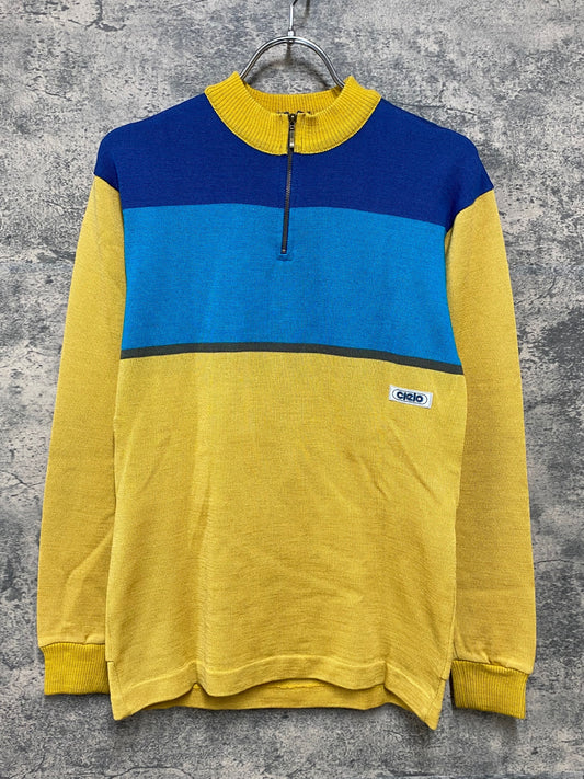 JA368 パールイズミ PearlIzumi 長袖サイクルジャージ L 青黄 ヴィンテージ