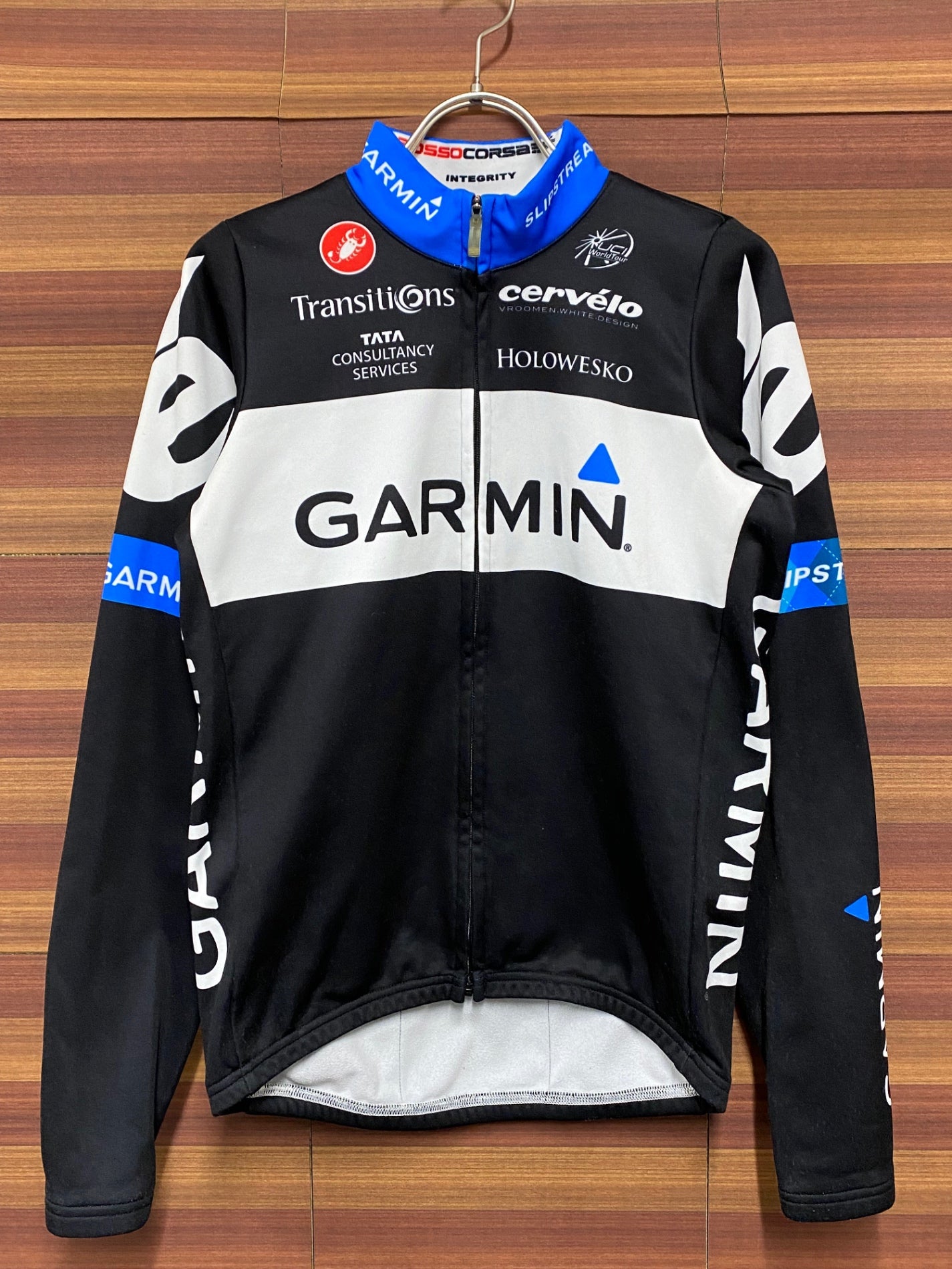 IR860 カステリ CASTELLI GARMIN サイクルジャケット ブラック ホワイト L 裏起毛