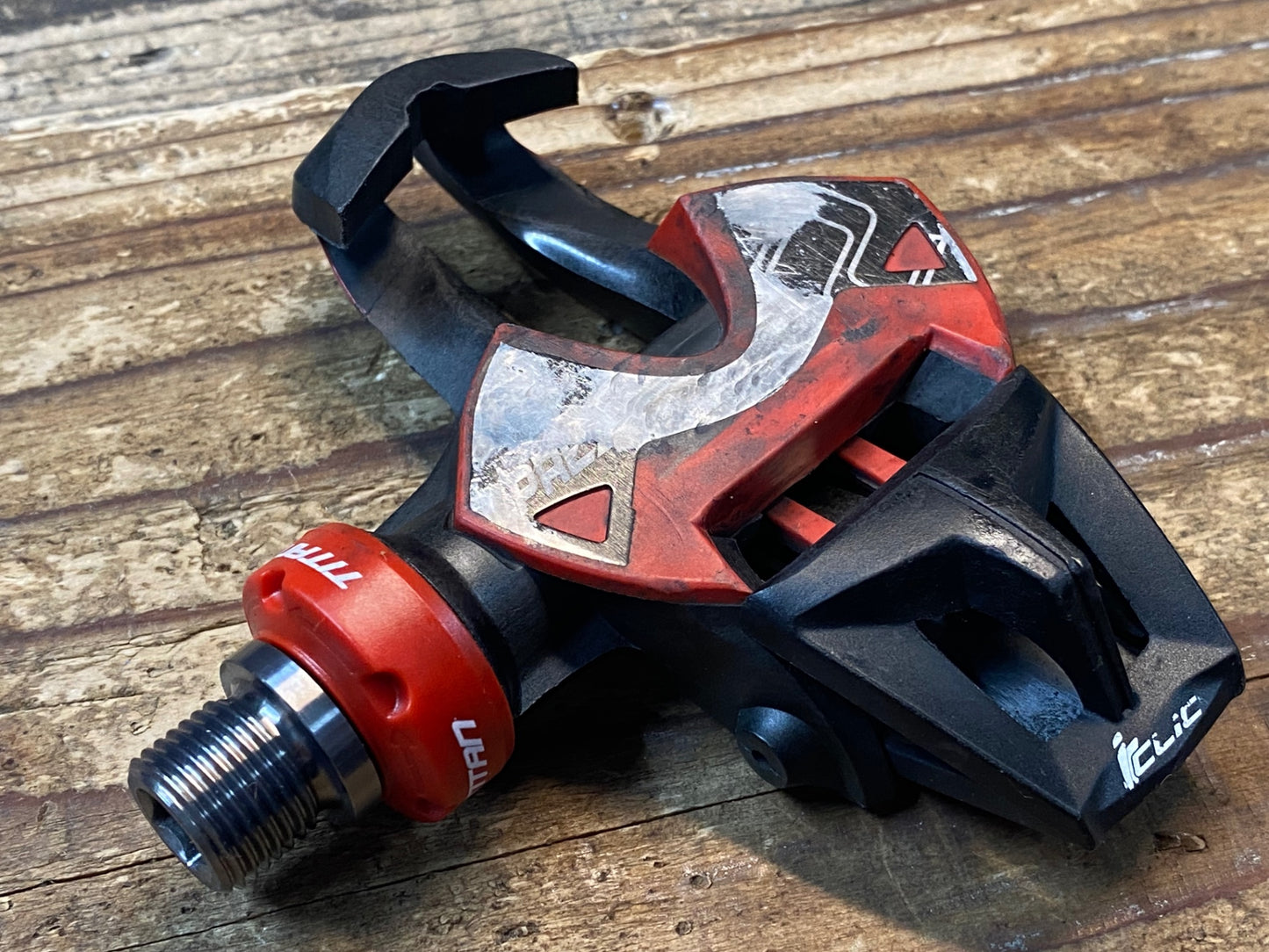 GH145 タイム TIME エクスプレッソ expresso 12 ビンディングペダル 黒赤 チタン ※踏み面削れ ゴリ感大