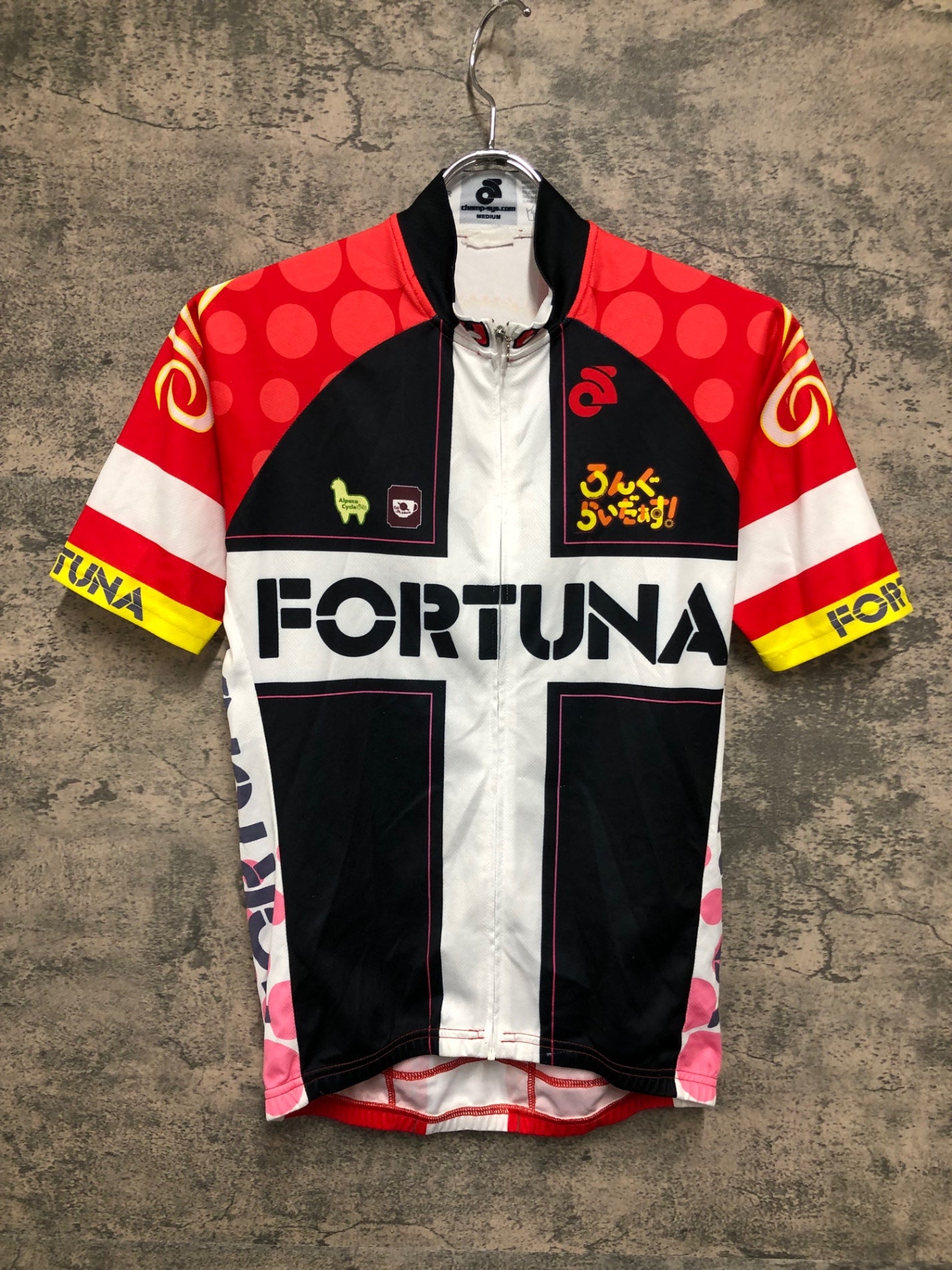 IZ766 チャンピオンシステム ChampionSystem AURORA 半袖 サイクルジャージ 赤 白 黒 M 痛ジャージ ろんぐらいだぁす！ FORTUNA