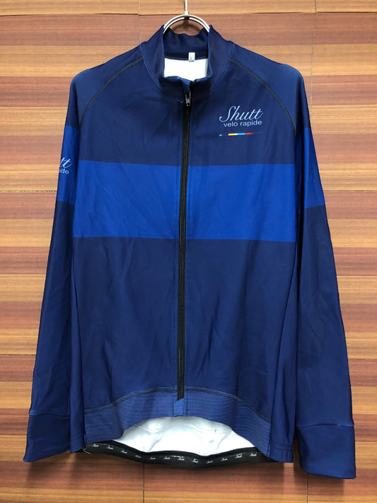 IO557 Shutt velo rapide 長袖 サイクルジャージ 裏起毛 紺 XL