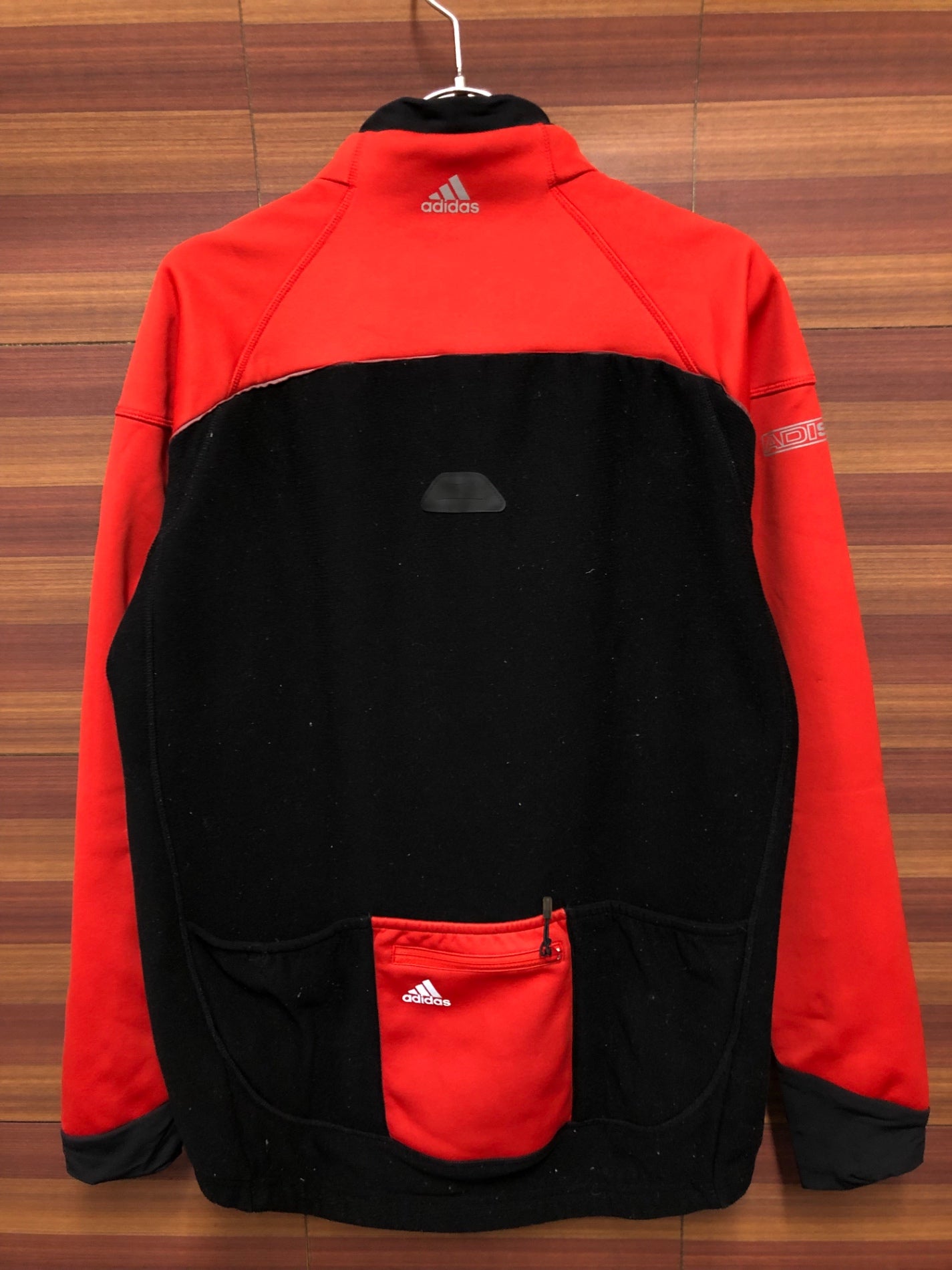 IR944 アディダス adidas 長袖 サイクルジャージ 赤 黒 L 裏起毛