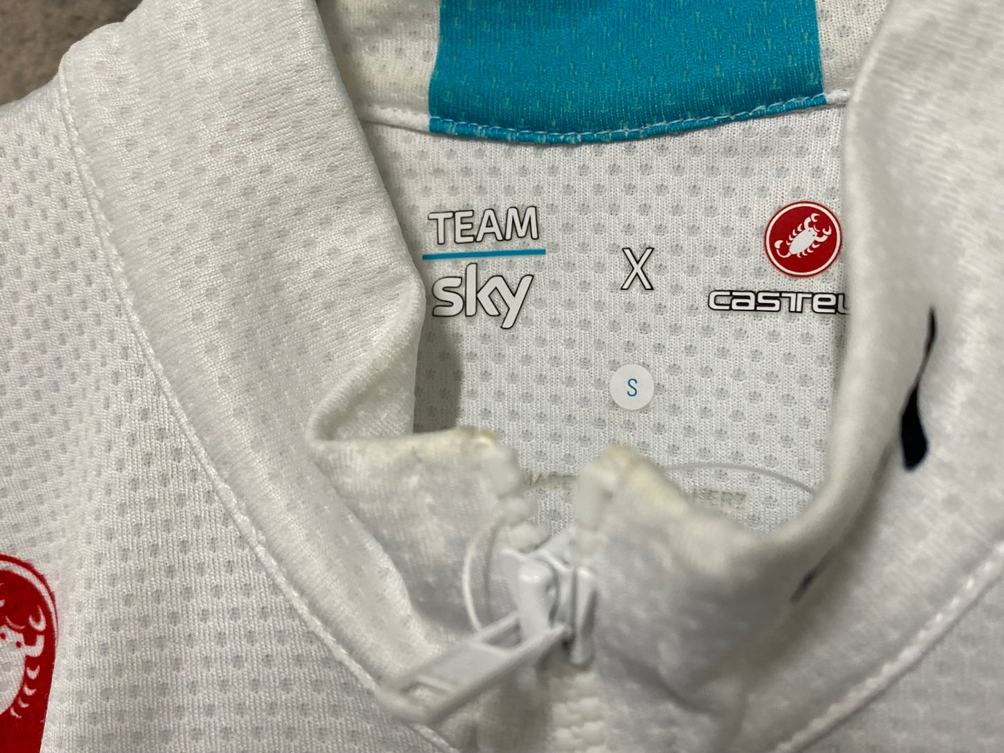 IT909 カステリ CASTELLI 半袖 サイクルジャージ 白 水色 S TEAM Sky