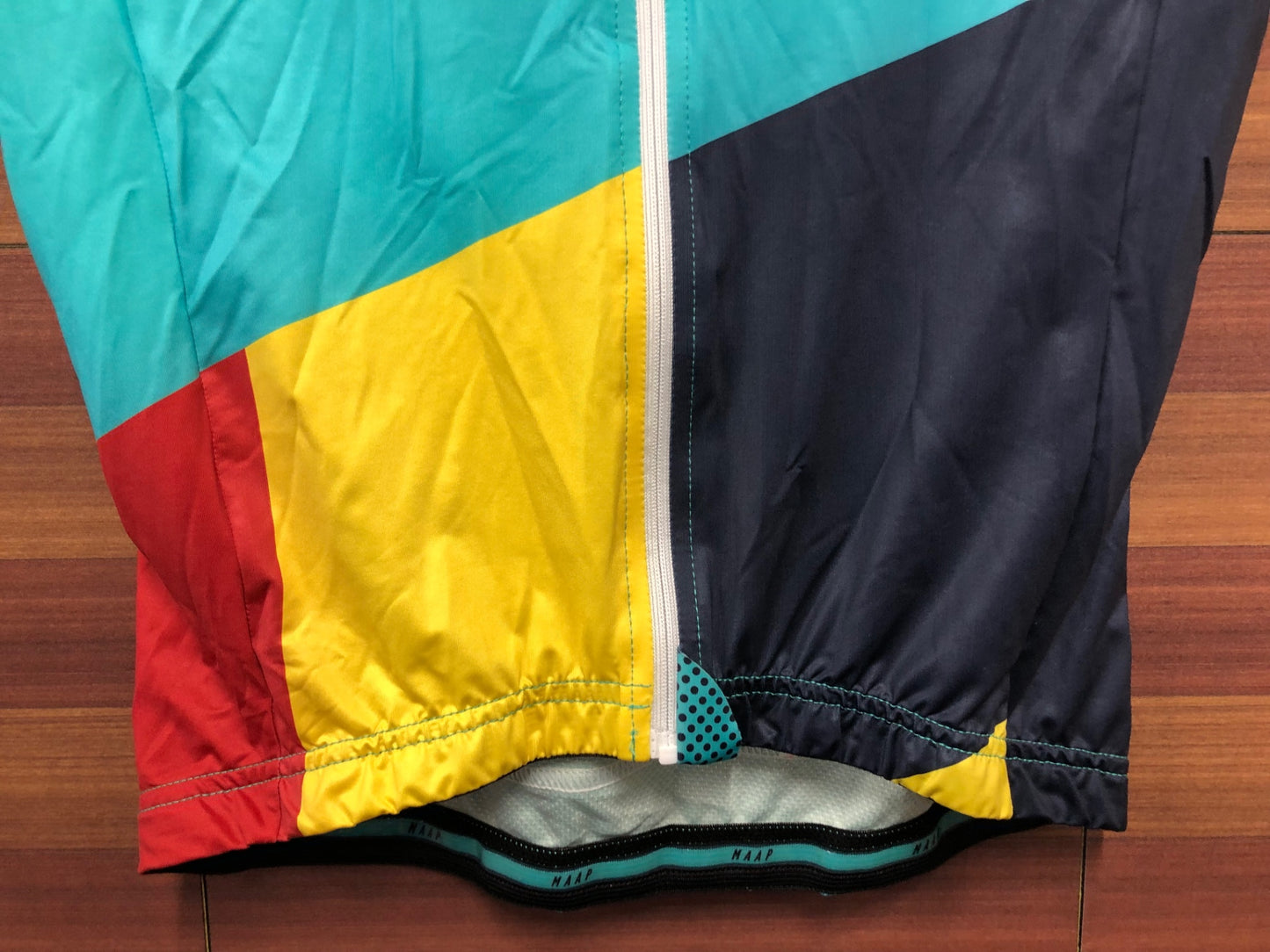 IO695 マープ MAAP 半袖 サイクルジャージ 水色 紺 総柄 S