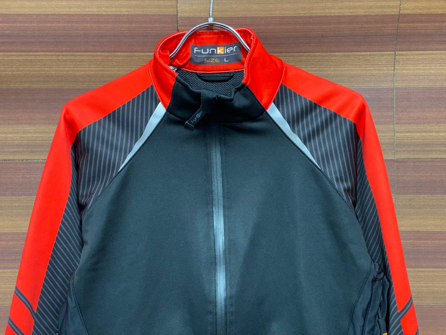 IT849 ファンキア Funkier 長袖 サイクルジャケット 黒 赤 L 裏起毛