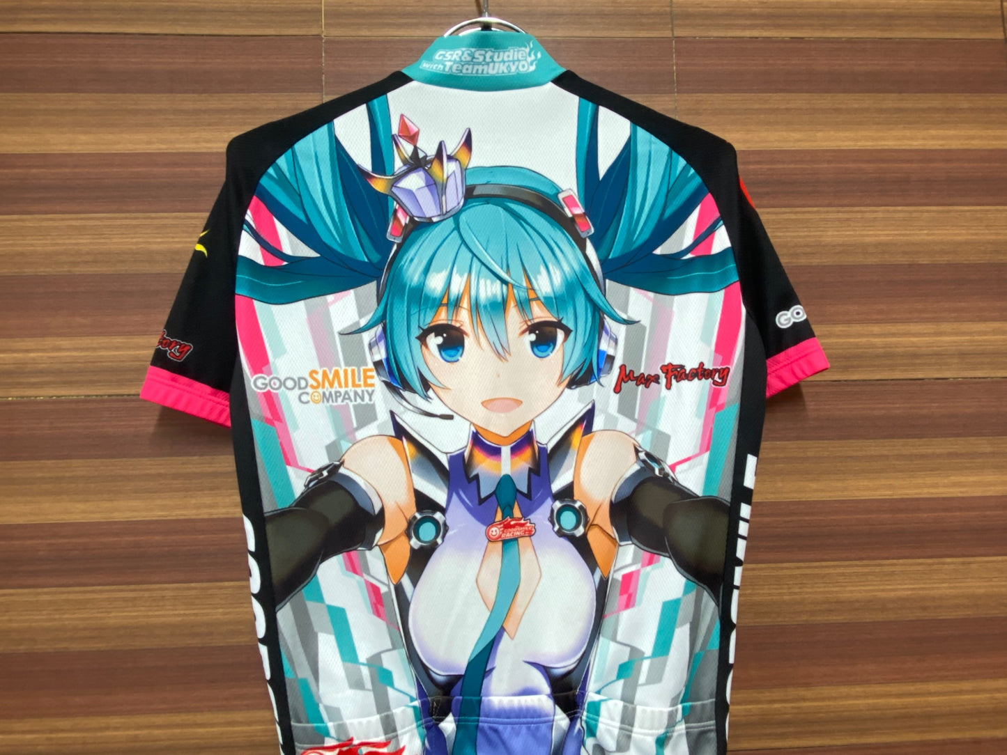 IK096 ウェイブワン WAVE ONE 半袖 サイクルジャージ 白 青 M RACING MIKU 2013Ver. 痛ジャージ