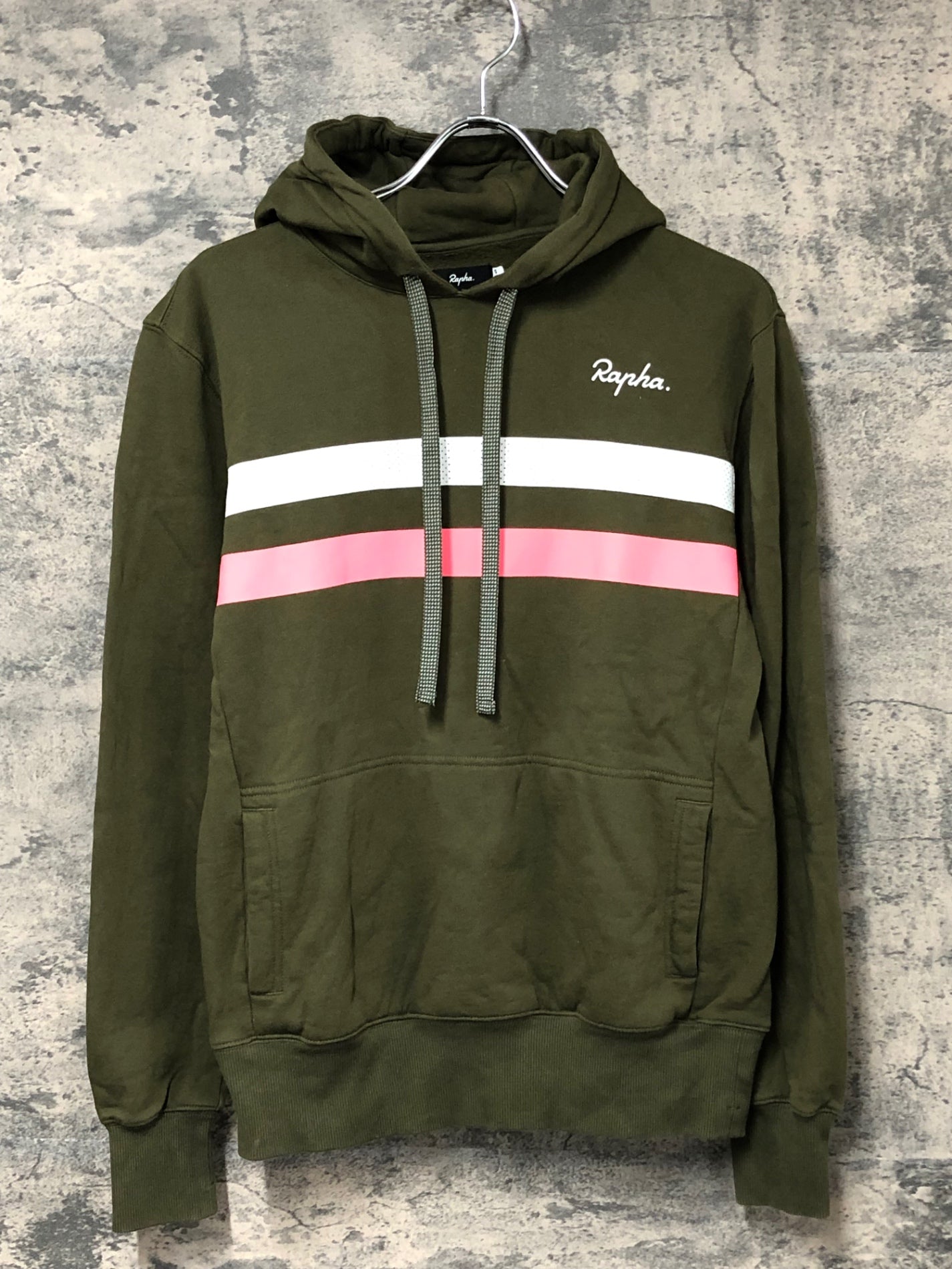 IY368 ラファ Rapha BREVET LOGO HOODIE 長袖 パーカ― カーキ S 裏起毛