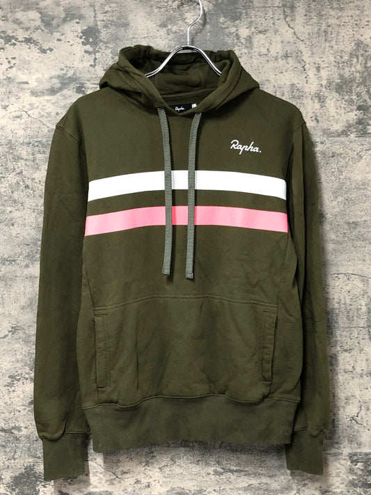 IY368 ラファ Rapha BREVET LOGO HOODIE 長袖 パーカ― カーキ S 裏起毛