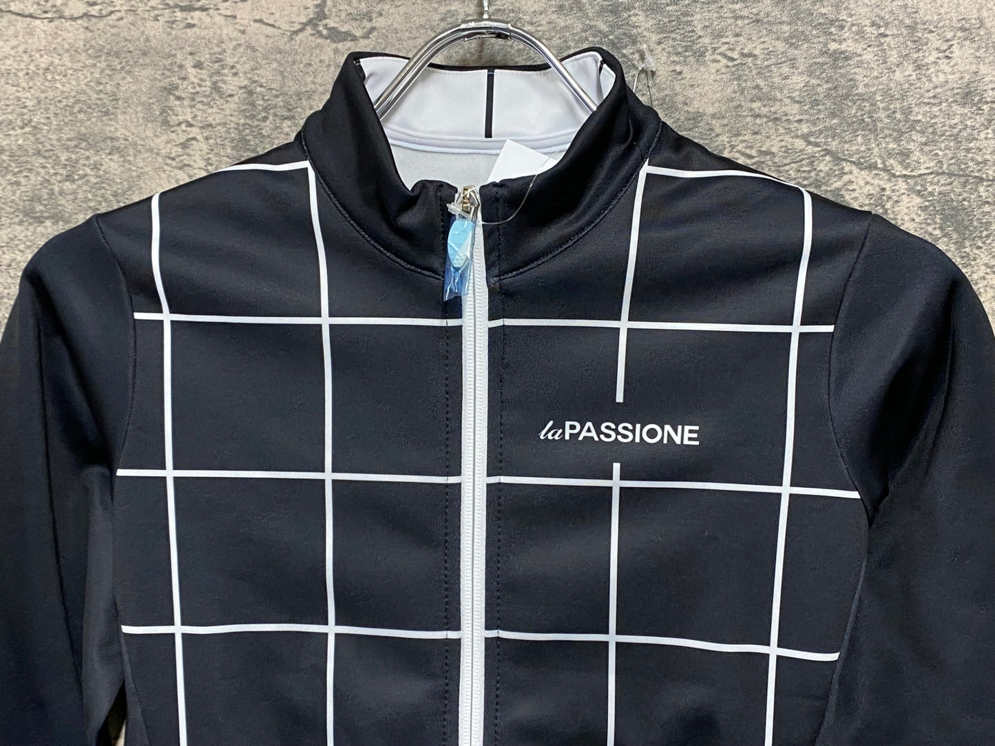 JB575 ラパッション la PASSIONE 長袖 サイクルジャージ 黒 白 XS 裏起毛